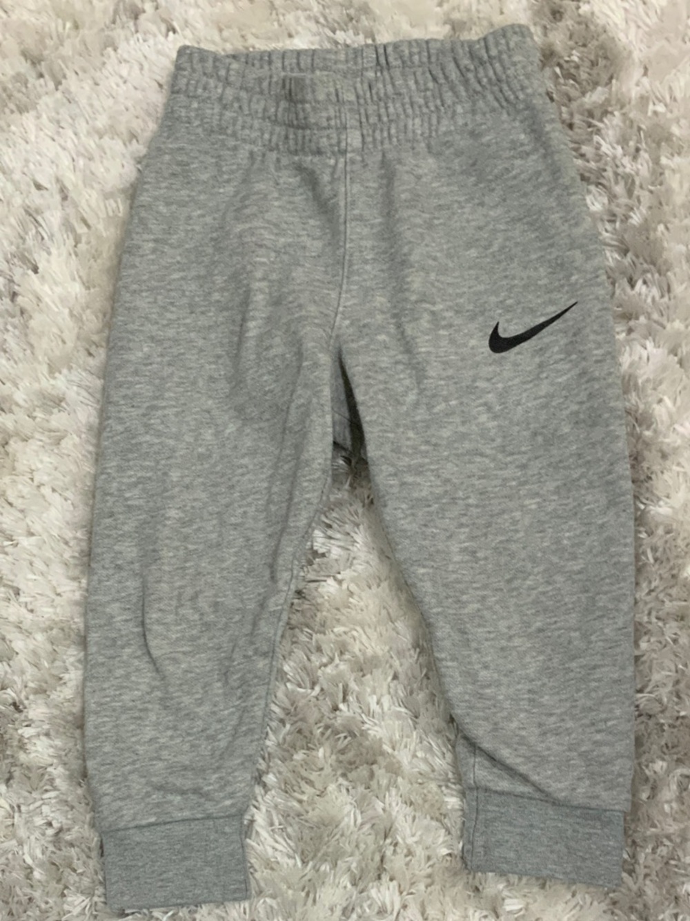 Nike Kids Light Gray Jogger Sweatpants with Black Swoosh